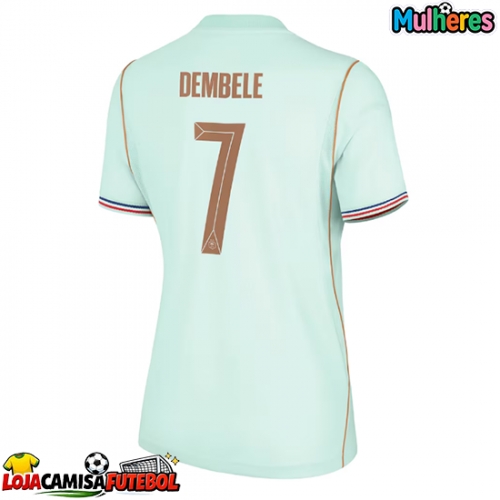 Camisa de Futebol França Ousmane Dembele #7 Equipamento Secundário Mulheres Mundo 2026 Manga Curta